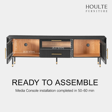 Ewan Oak Media Console and Cabinet Set