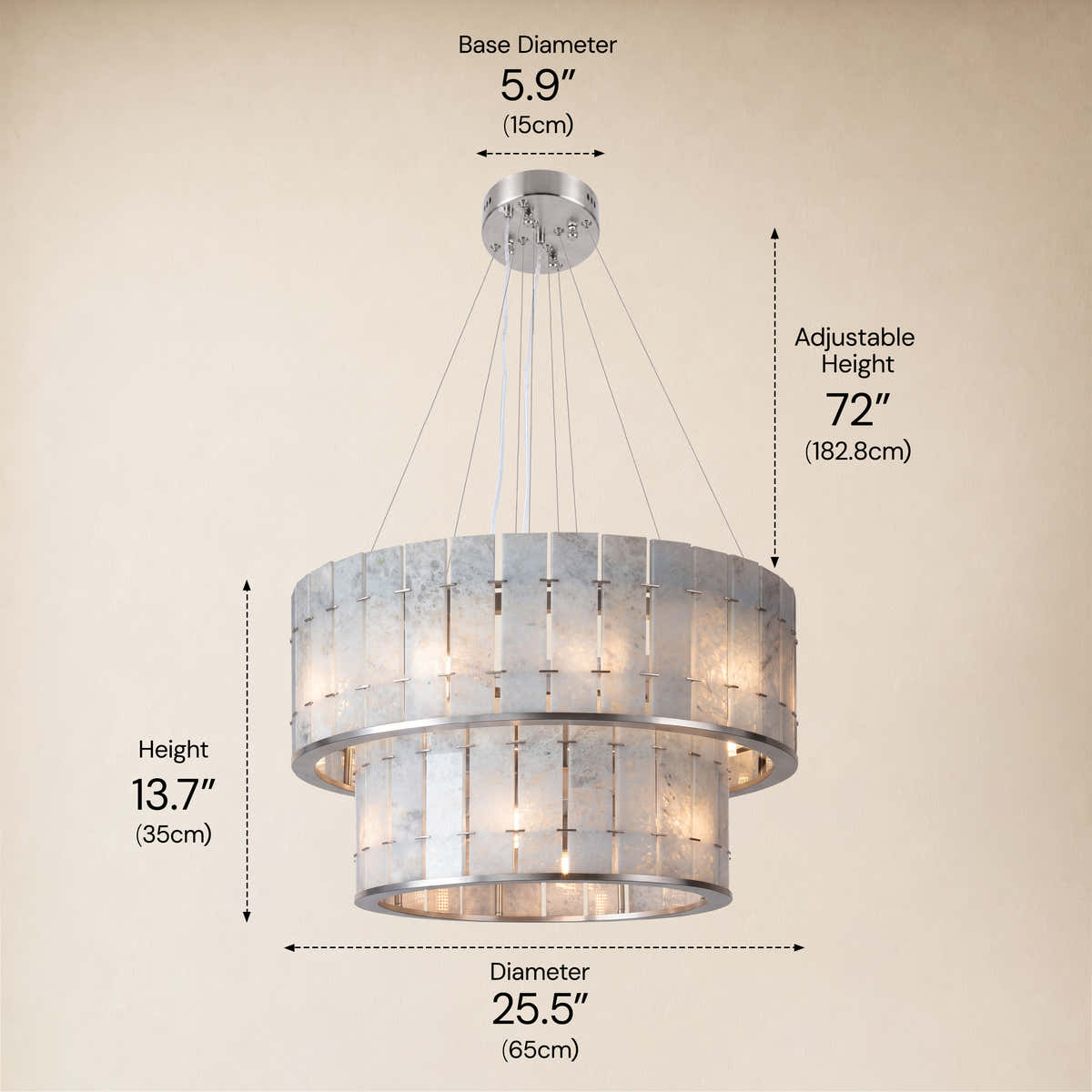 Pietra Blude Marble Two-Tier Round Chandelier 25.5"D dimensions 3