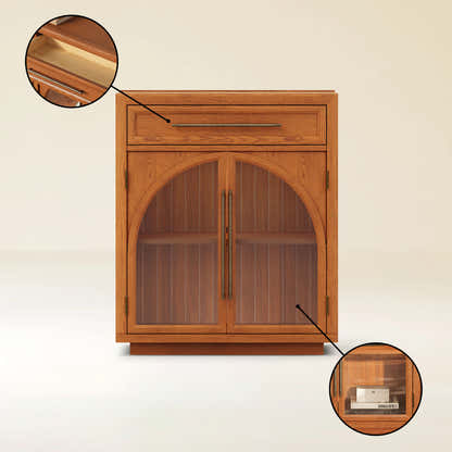 Alvar Arched 32" Oak Storage Cabinet with Drawers