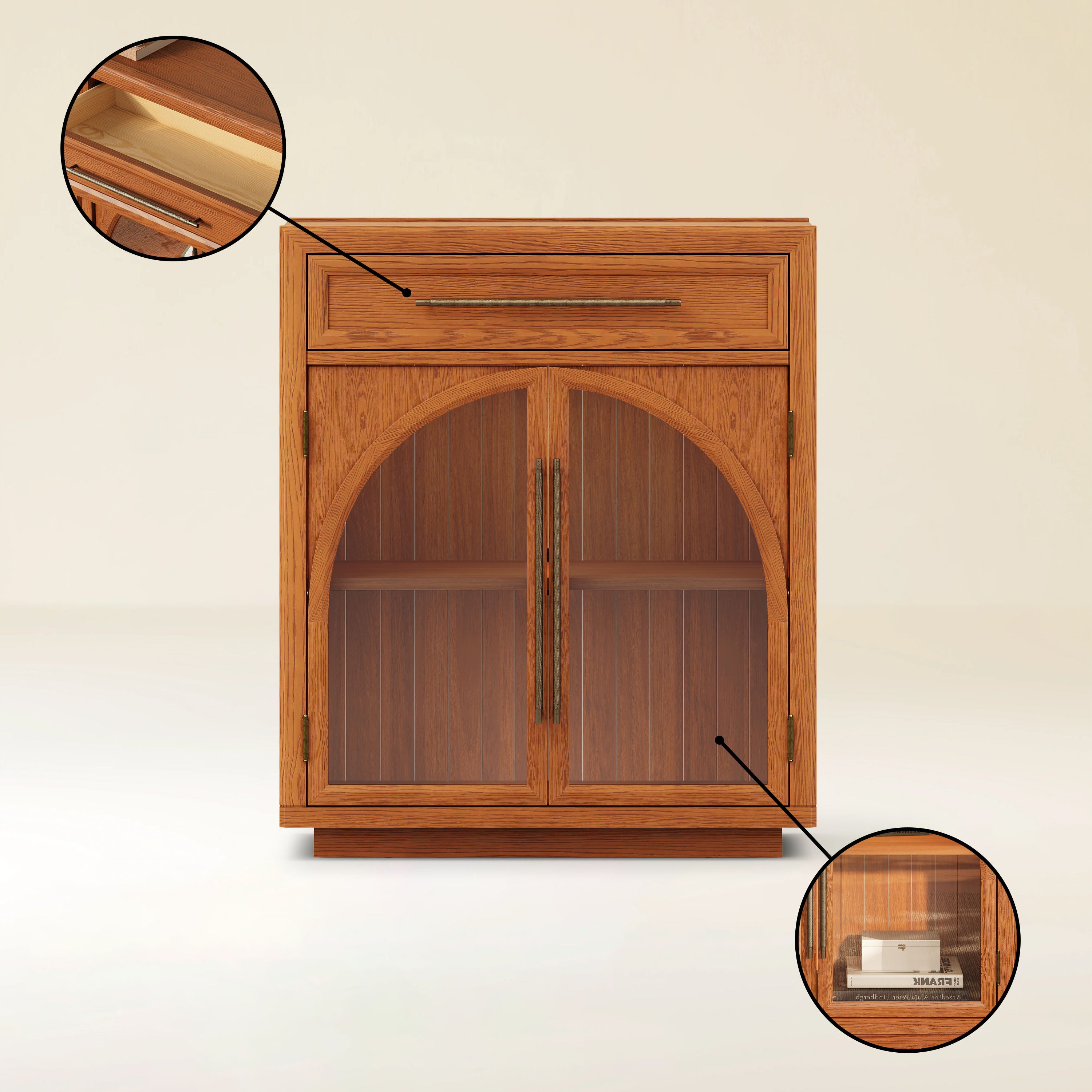 Alvar Arched 32" Oak Storage Cabinet with Drawers
