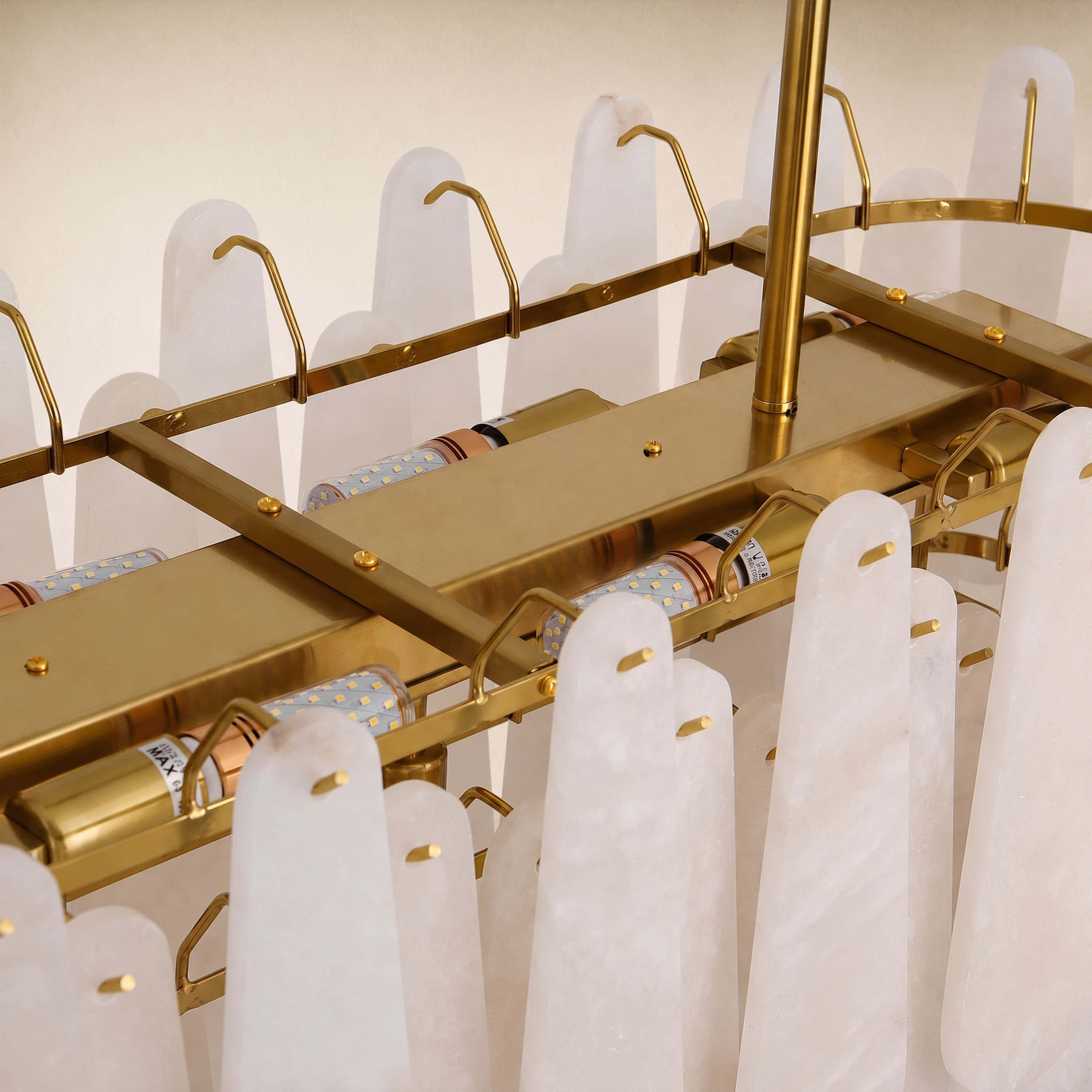 Caldera Alabaster Rectangular Custom Chandelier 54"W 72"W#Finish_Gold