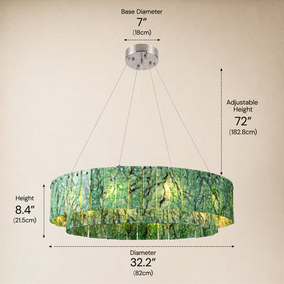 Pietra Forest Green Marble Tiered Round Chandelier 31.4"D