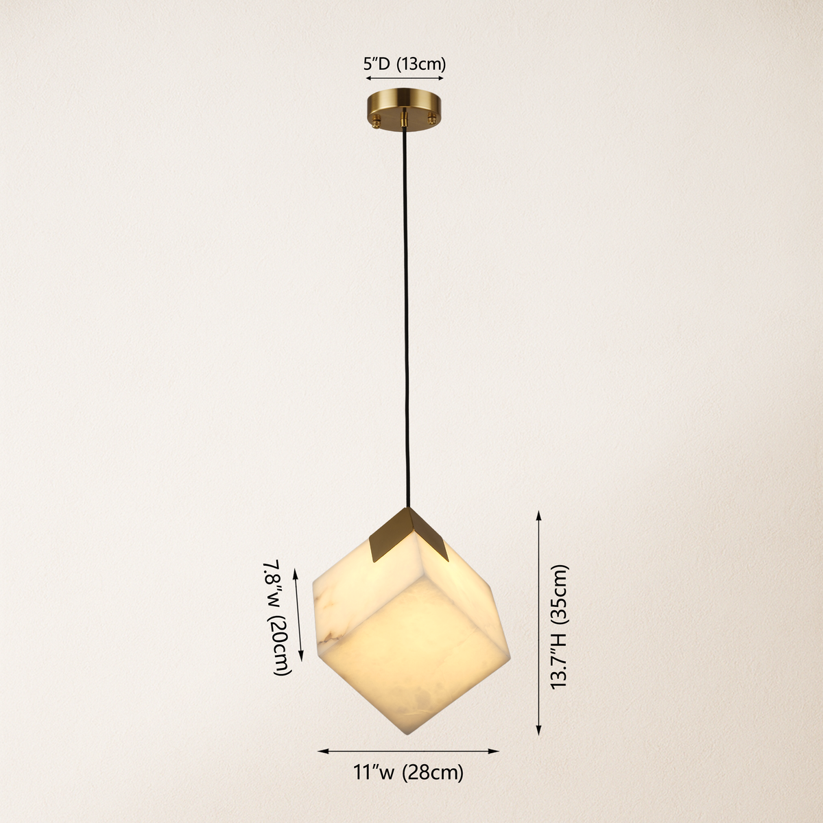 Dave Alabaster Pendant Light 11"W dimensions 1