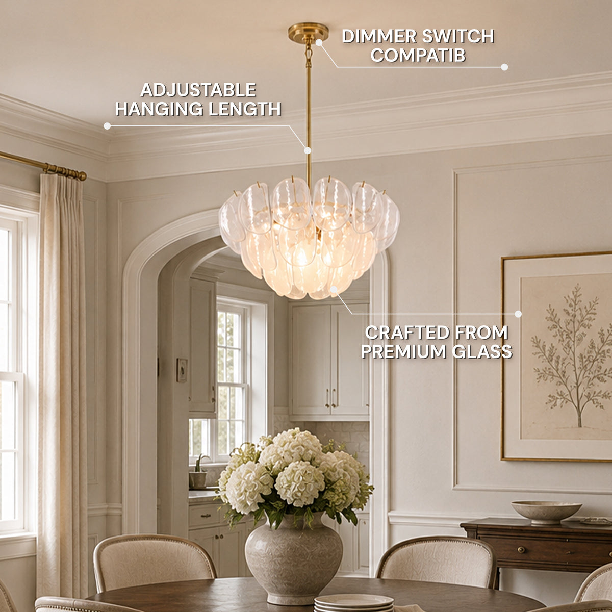 Aurevale Glass Disc Round Chandelier 22"D