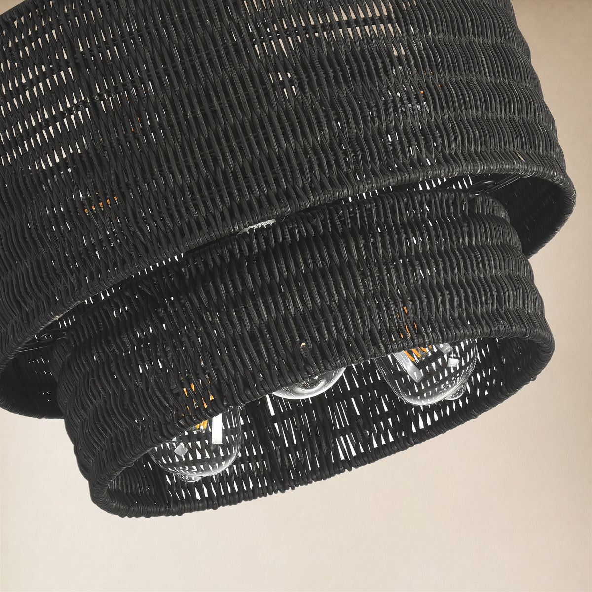 Cavana Rattan Tiered Round Flush Mount 15.7"D
