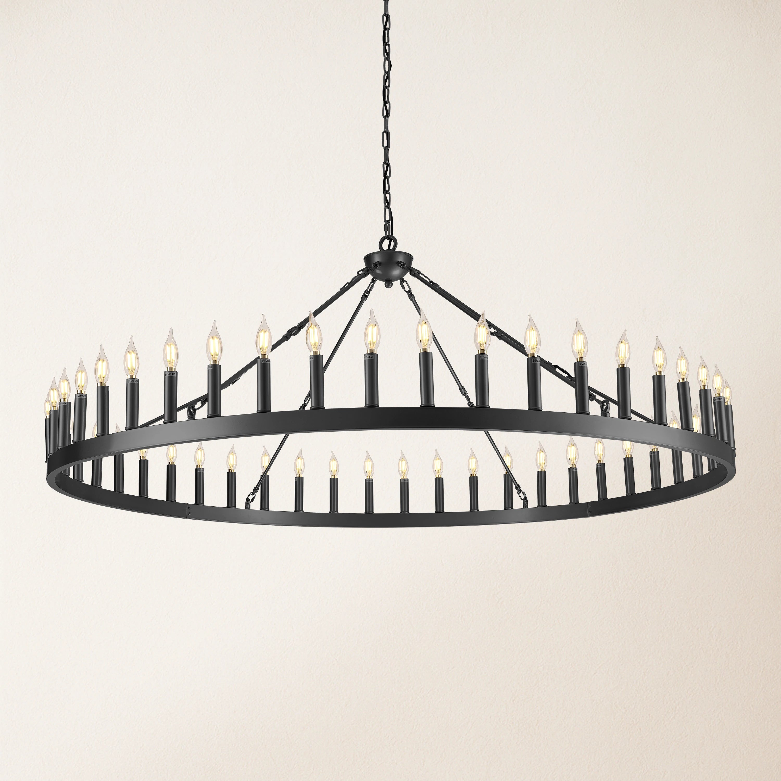 Wagon Wheel Candle Round Chandelier 64"
