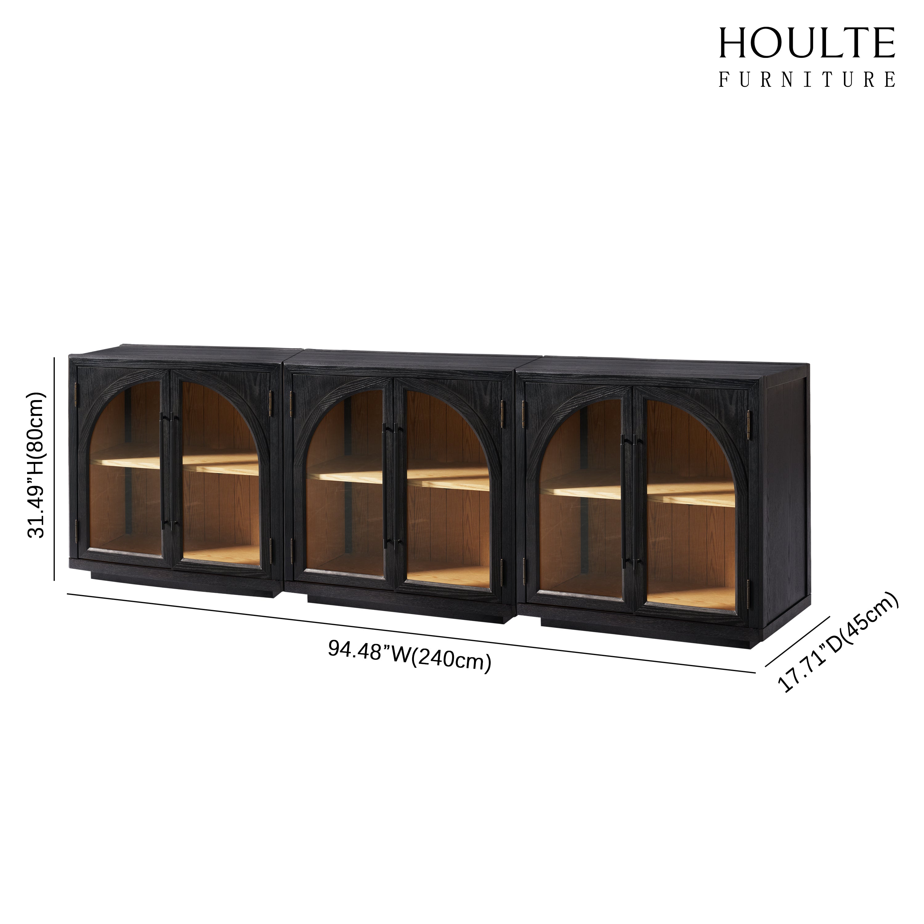 Alvar Arched 94.5″ Oak Media Console(Set of 3)