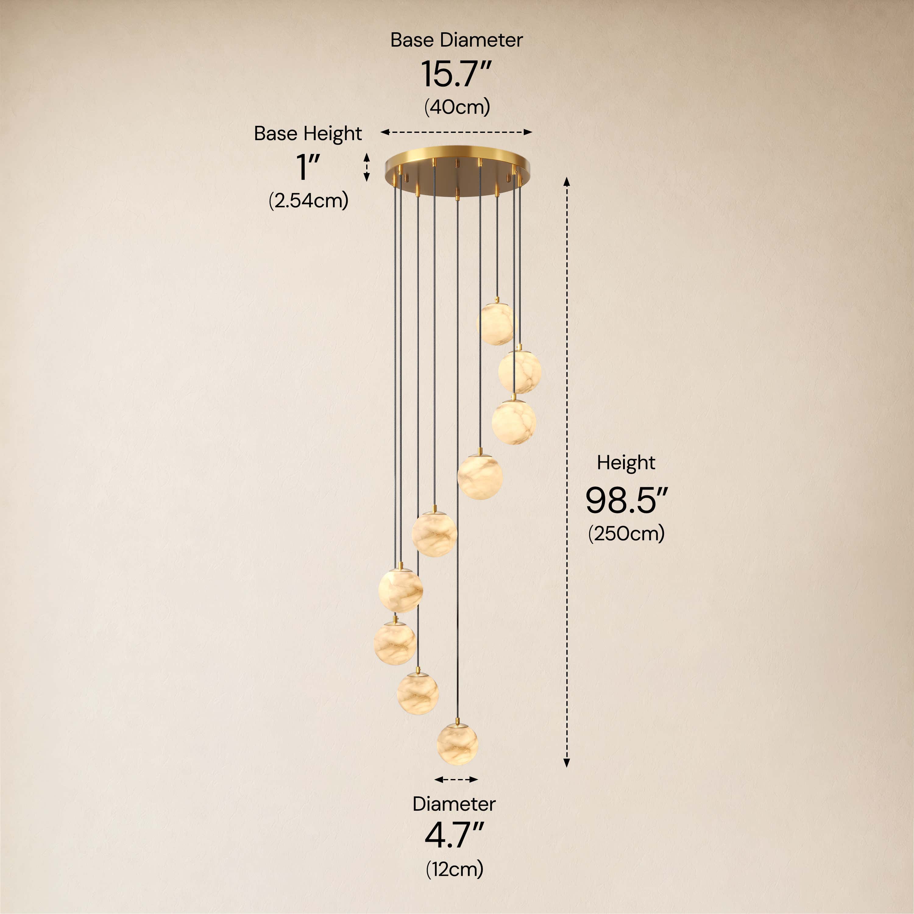 Solindra Resin Alabaster Texture Globe Cascade Chandelier
