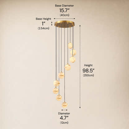 Solindra Resin Alabaster Texture Globe Cascade Chandelier