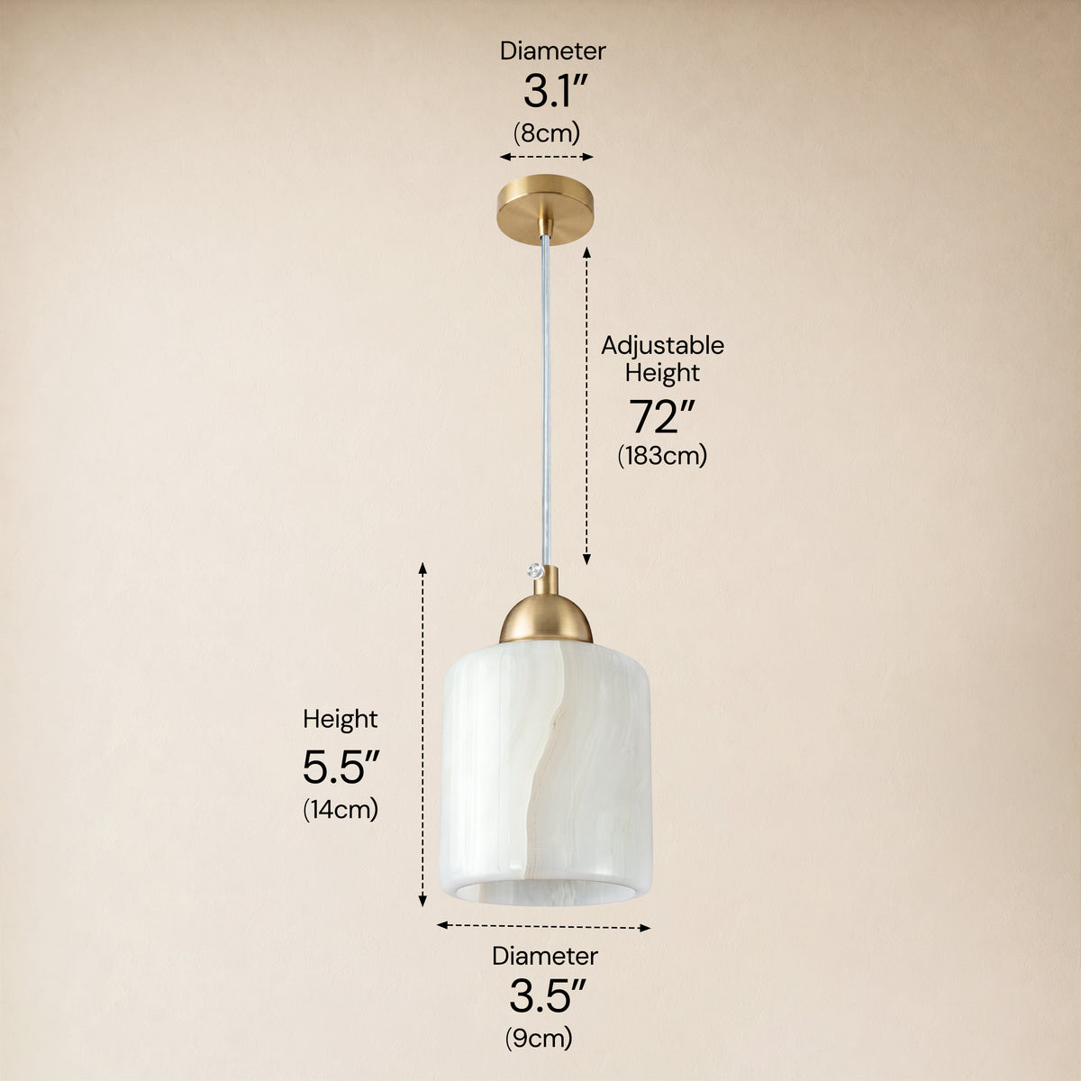 Pietra Ivory Stone Mini Pendant 3.5"D
