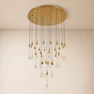 Olivene Glass Teardrop Round Chandelier 36"D 