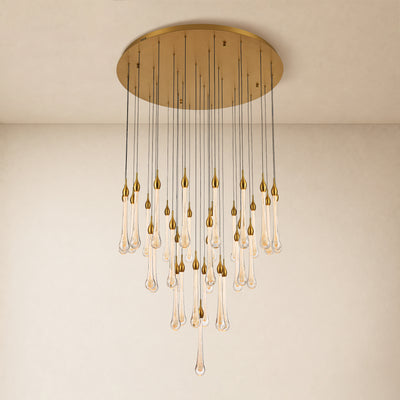 Olivene Glass Teardrop Round Chandelier 36"D 