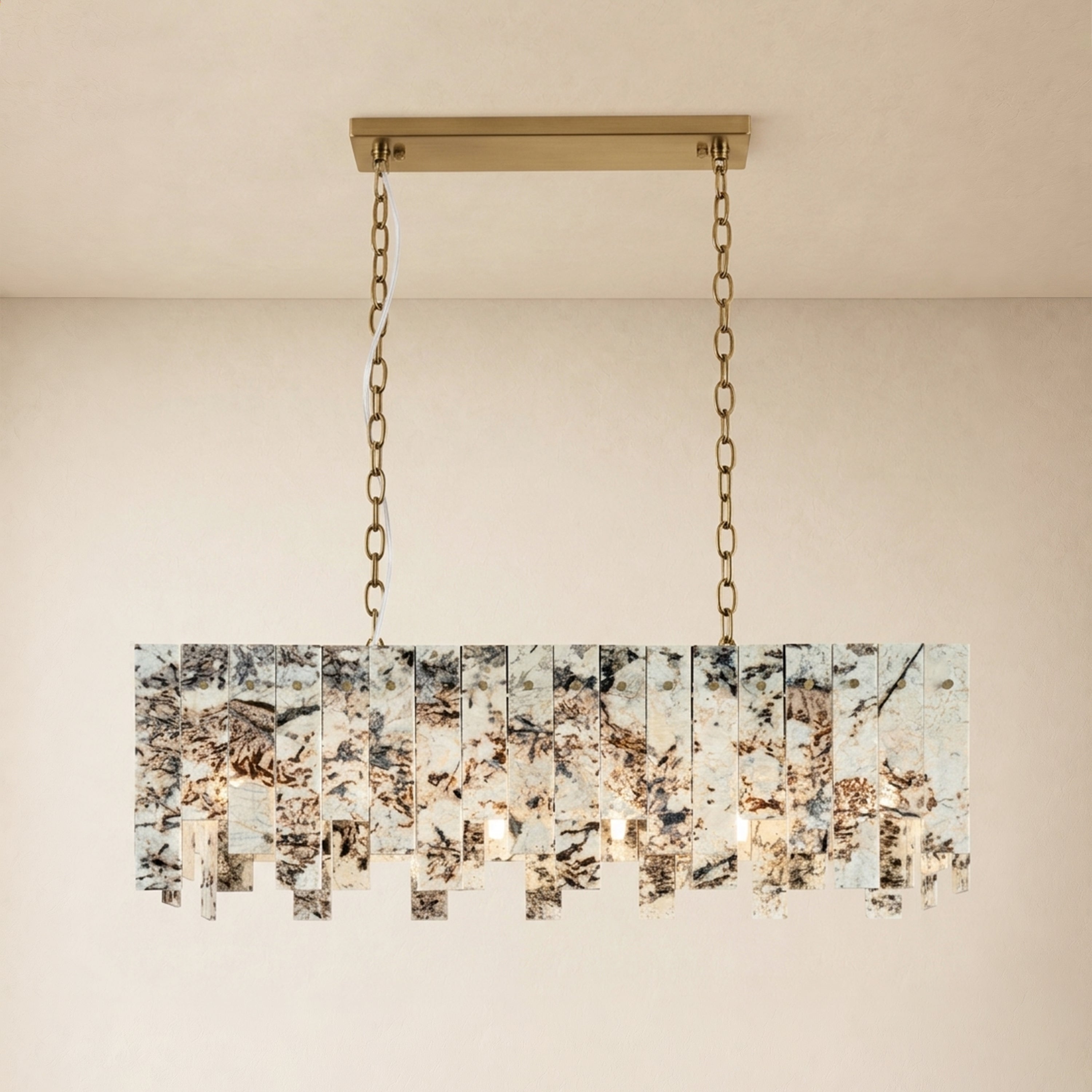 Pietra Quartzite Rectangular Linear Chandelier 36" 40"W
