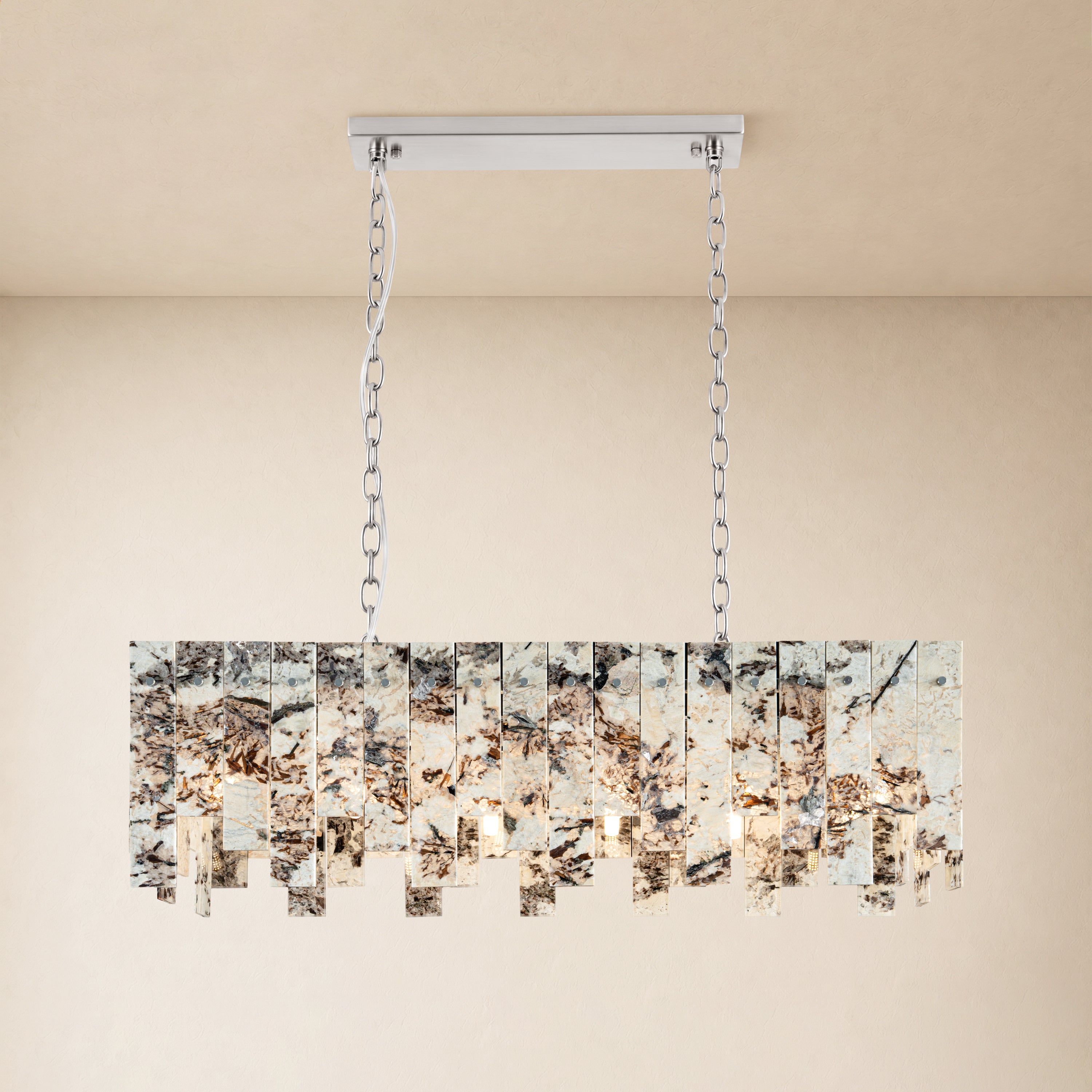 Pietra Quartzite Rectangular Linear Chandelier 36" 40"W