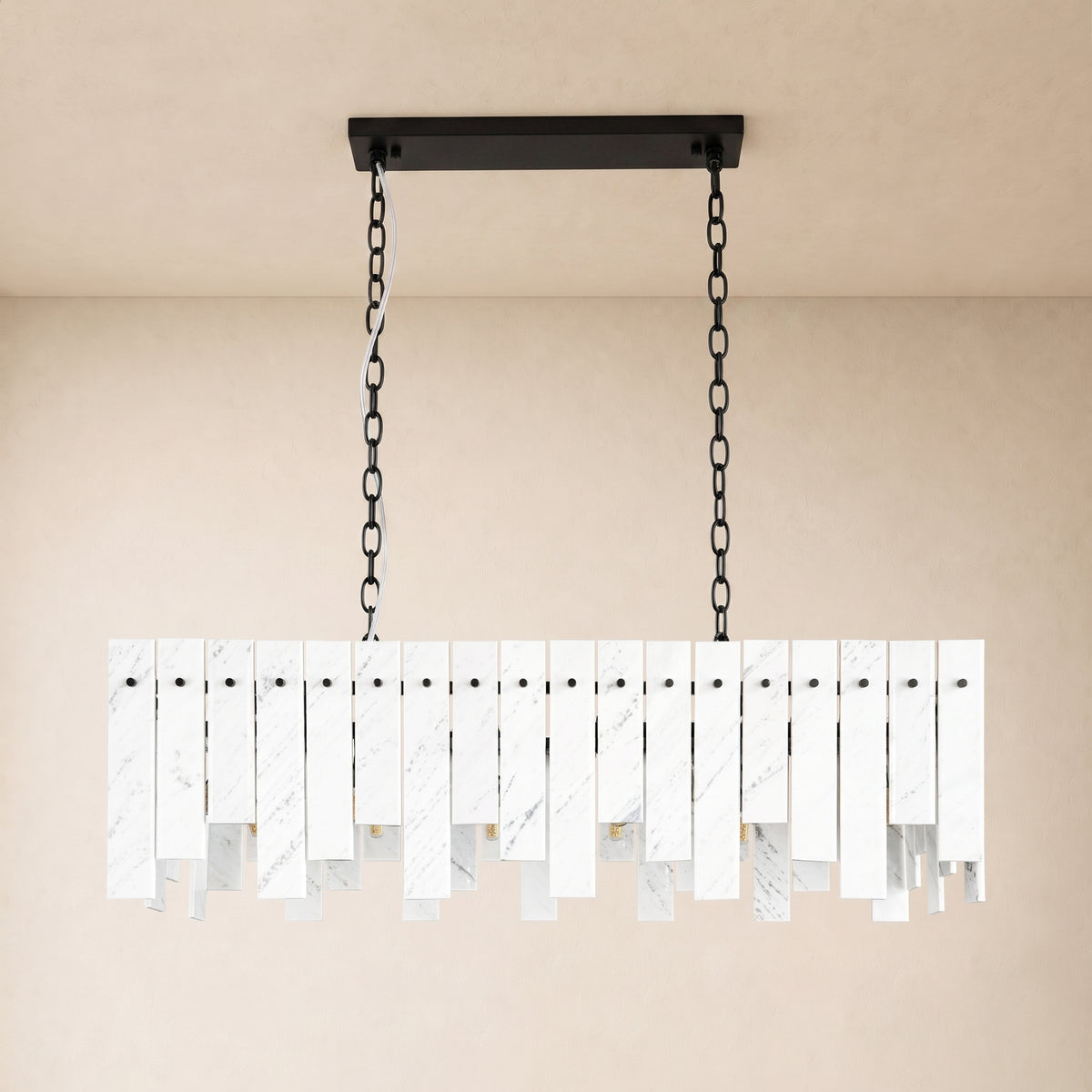 Pietra White Marble Rectangular Chandelier 36" 40"W