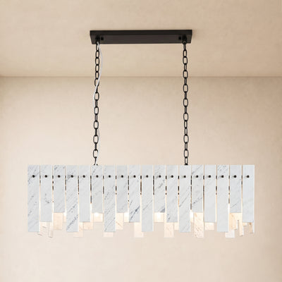 Pietra White Marble Rectangular Chandelier 36" 40"W