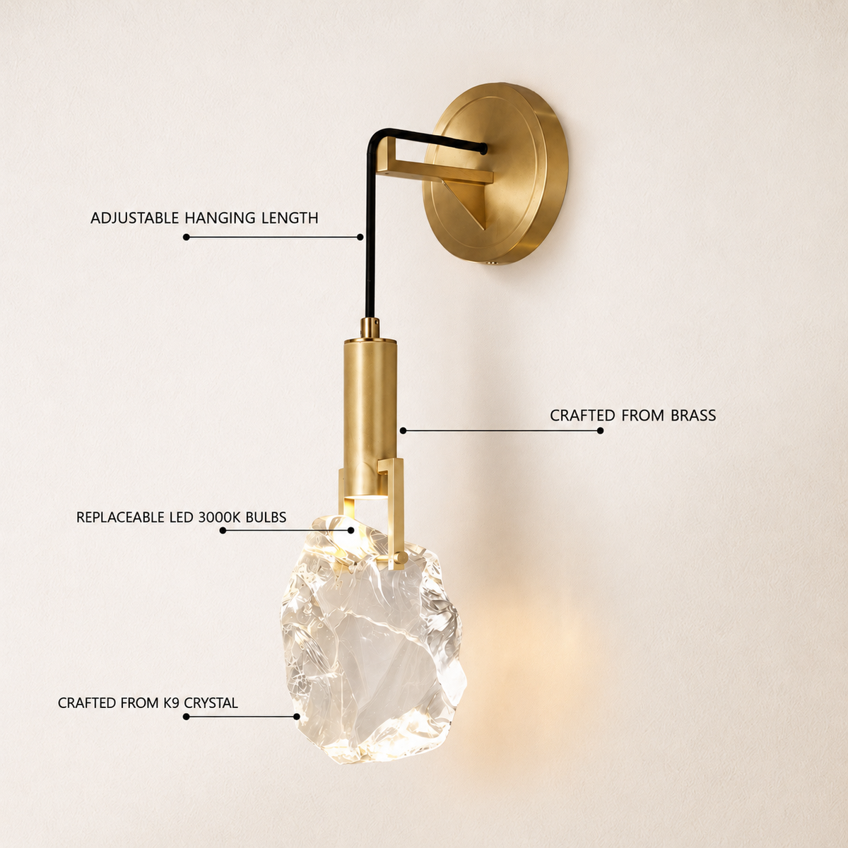 Irregular Crystal Shad Wall Sconce H11"