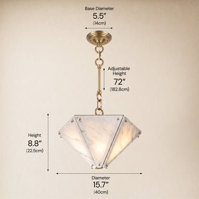 Pietra Porcelain White Marble Hexagonal Pendant 15.7"D