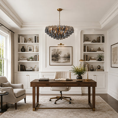 Celestial Drop Smoked Crystal Round Chandelier 31.4"D