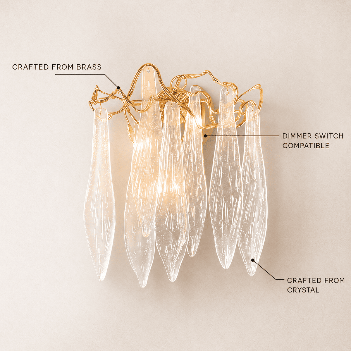 Cascadia Waterfall Crystal Wall Lamp