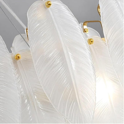 Avelis Glass Feather Round Chandelier 23.6"D