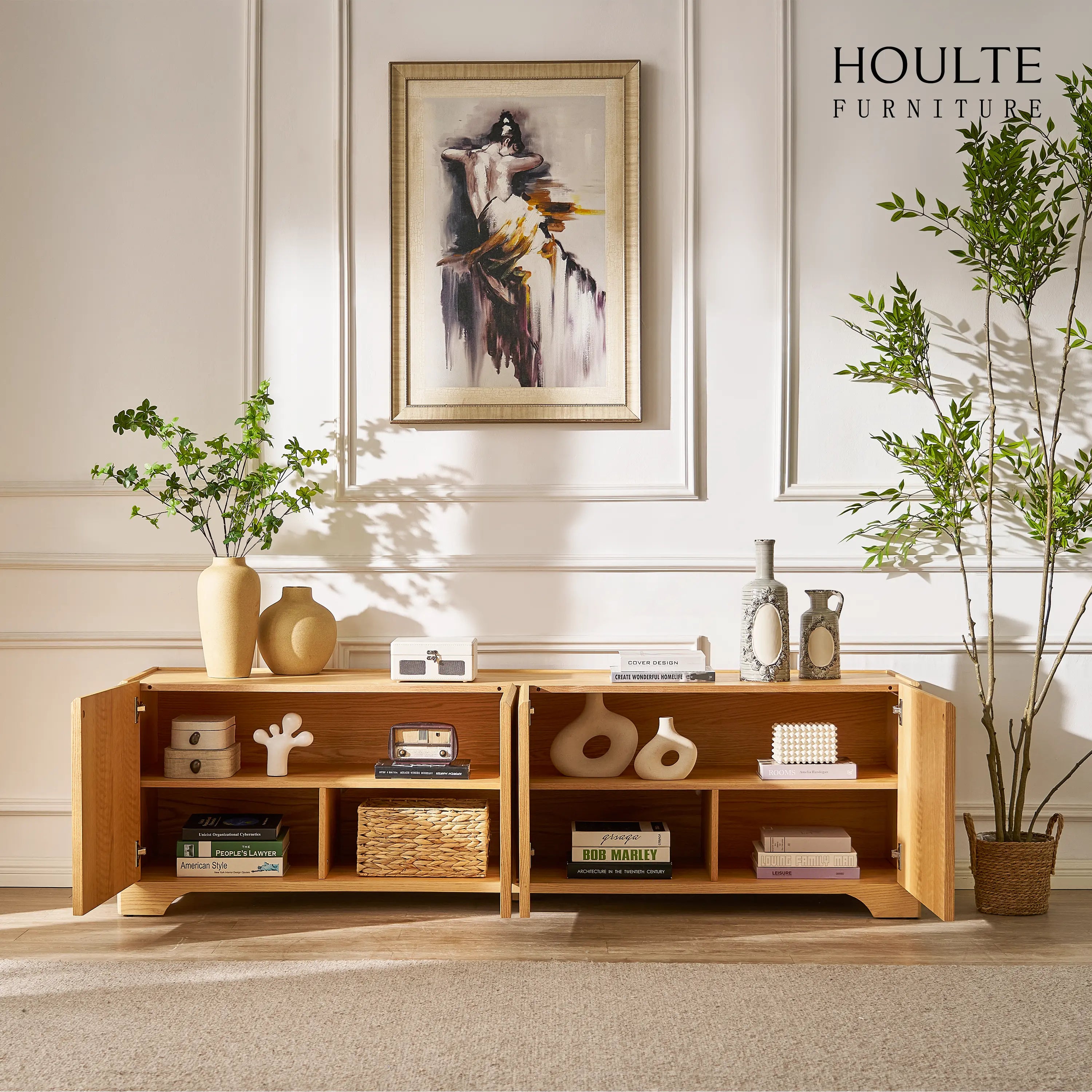 Aurora Oak Media Console 80"