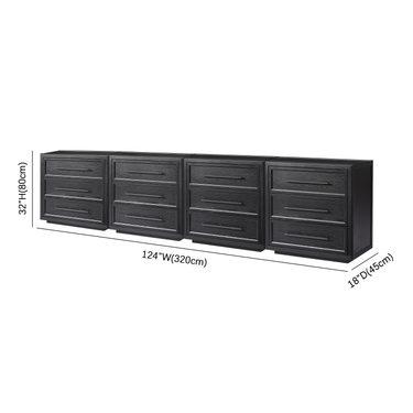 Alvar 128″ Oak 12-Drawer Chest(Set of 4)