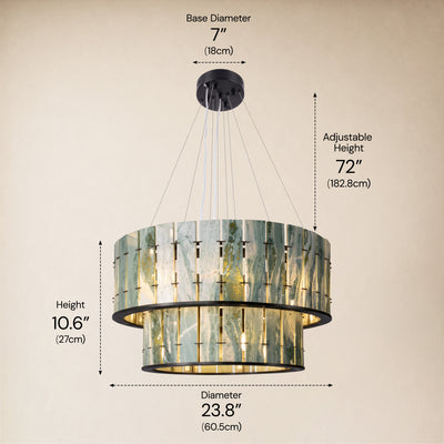 Pietra Victoria Green Marble Two-Tier Round Chandelier 25.5"D