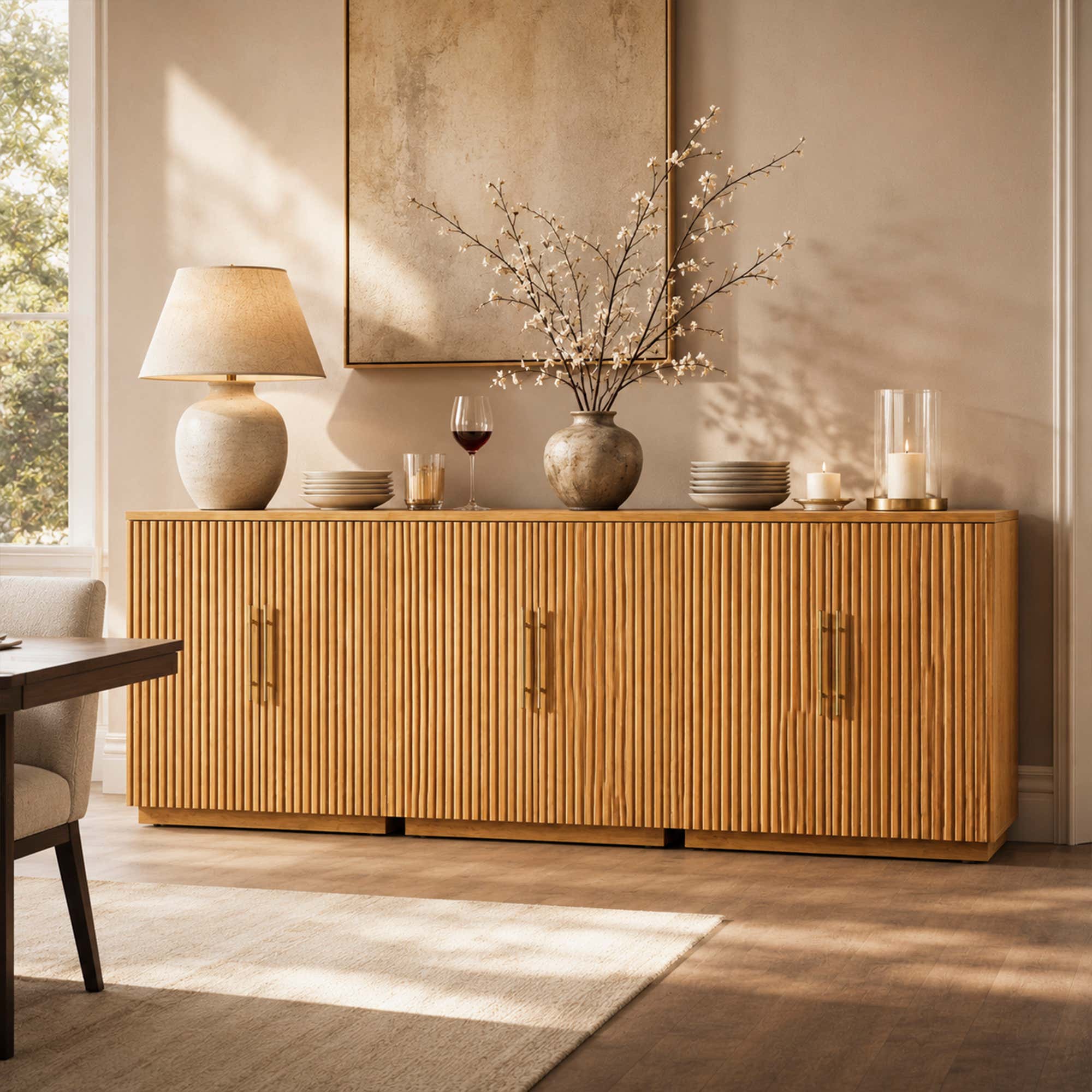 Holt 95″ Solid Oak Console(Set of 3)