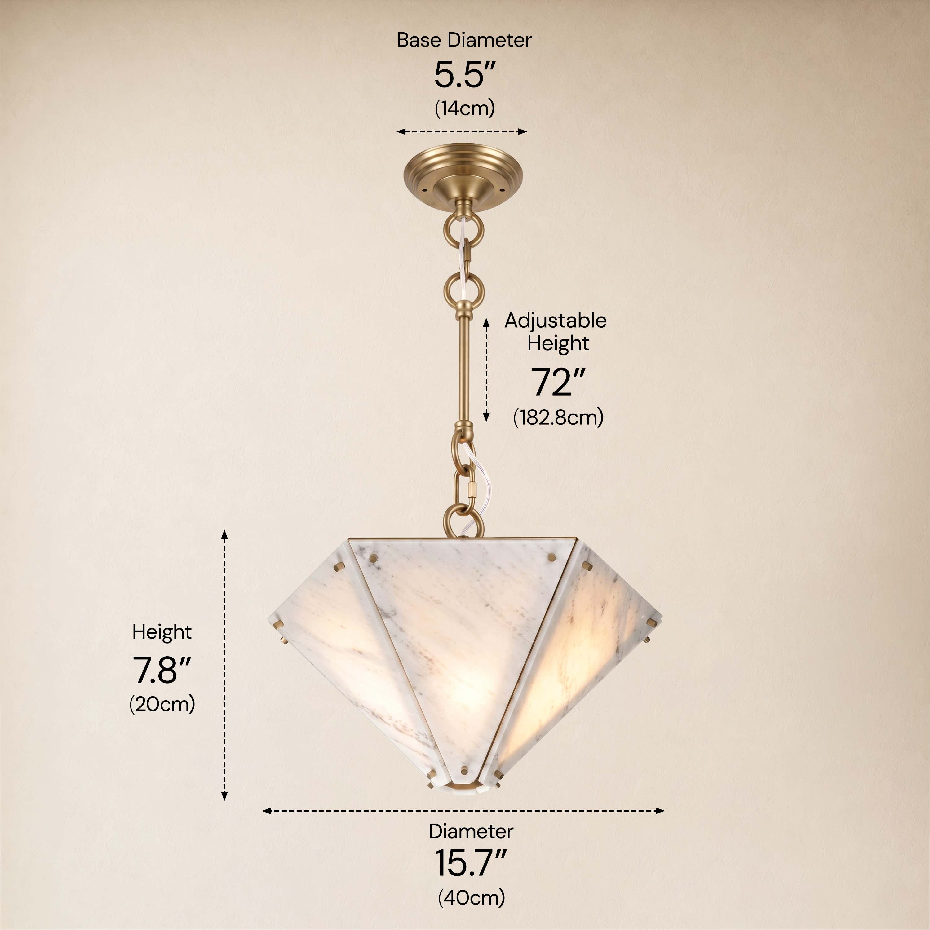 Pietra White Marble Hexagonal Lantern Pendant 15.7"D