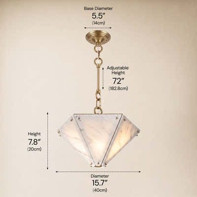 Pietra White Marble Hexagonal Lantern Pendant 15.7"D