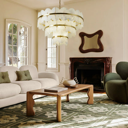 Cloudscape Alabaster Brass 3-Layer Chandelier 32"D