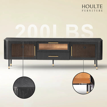 Ewan Oak Media Console and Cabinet Set