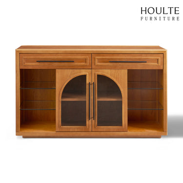 Alvar Oak Arched Glass Sideboard 63"W
