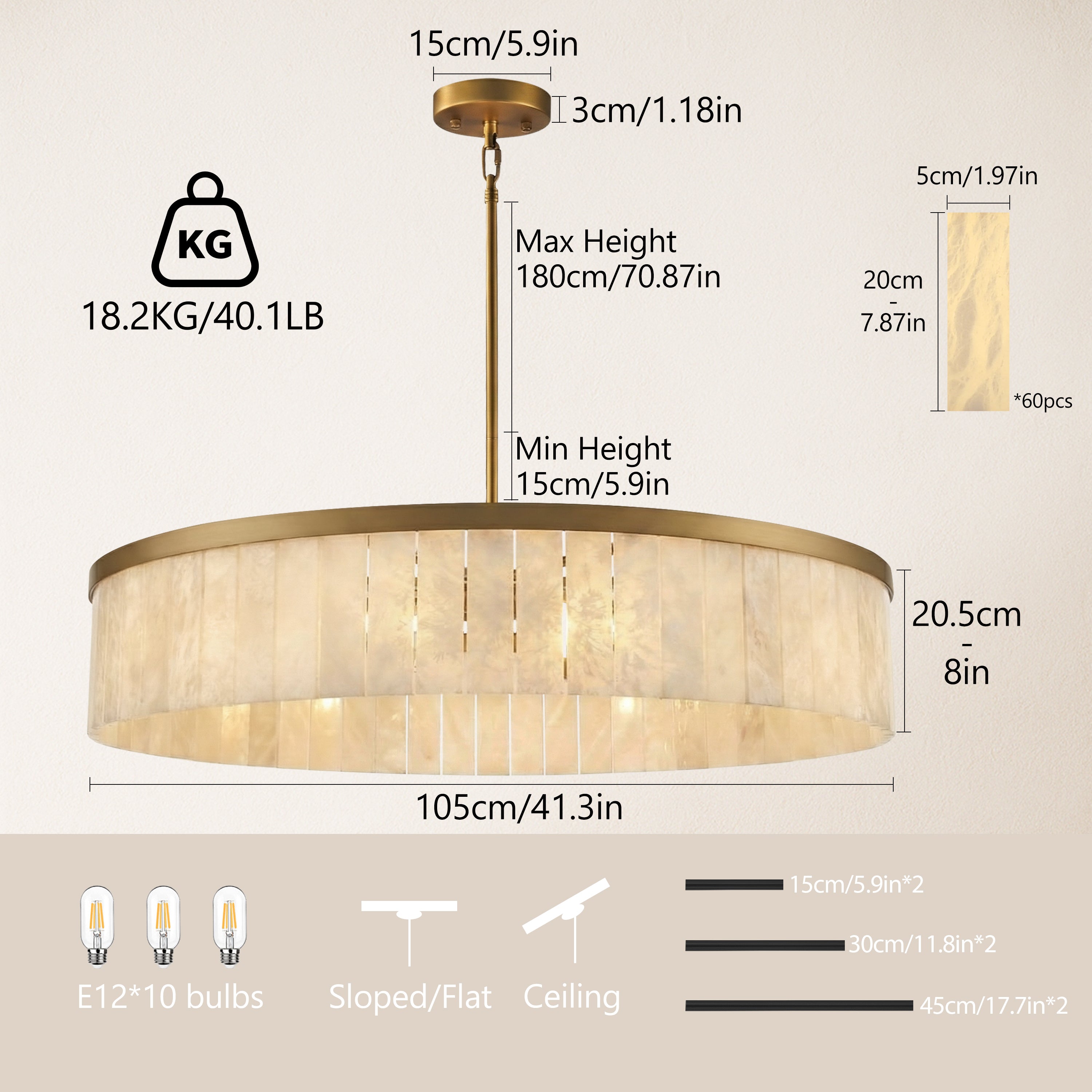Solmare Alabaster Round Chandelier 41.3"D