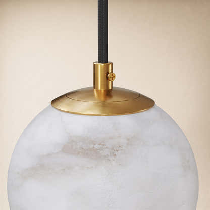 Solindra Resin Resin Alabaster Texture Globe Pendant 4.7"D
