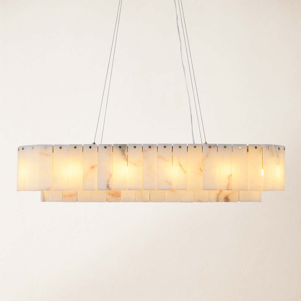 Sawyer Alabaster Oval Chandelier 40"#Finish_Gold