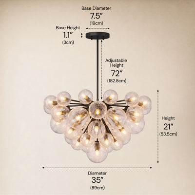 Elowen Crackled Glass Cluster Round Chandelier 24" 35"D