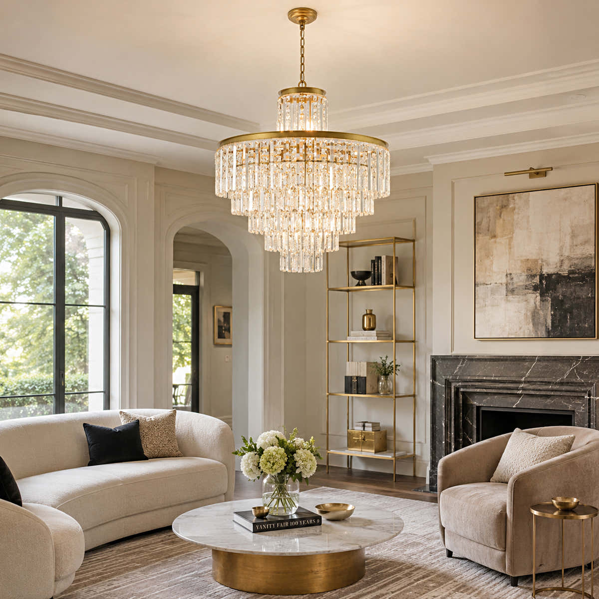 Lucentra Crystal Tiered Round Pendant 32