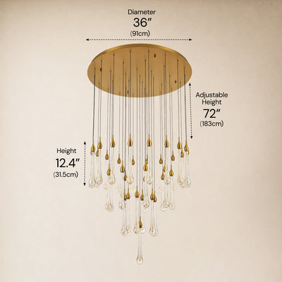 Olivene Glass Teardrop Round Chandelier 36"D