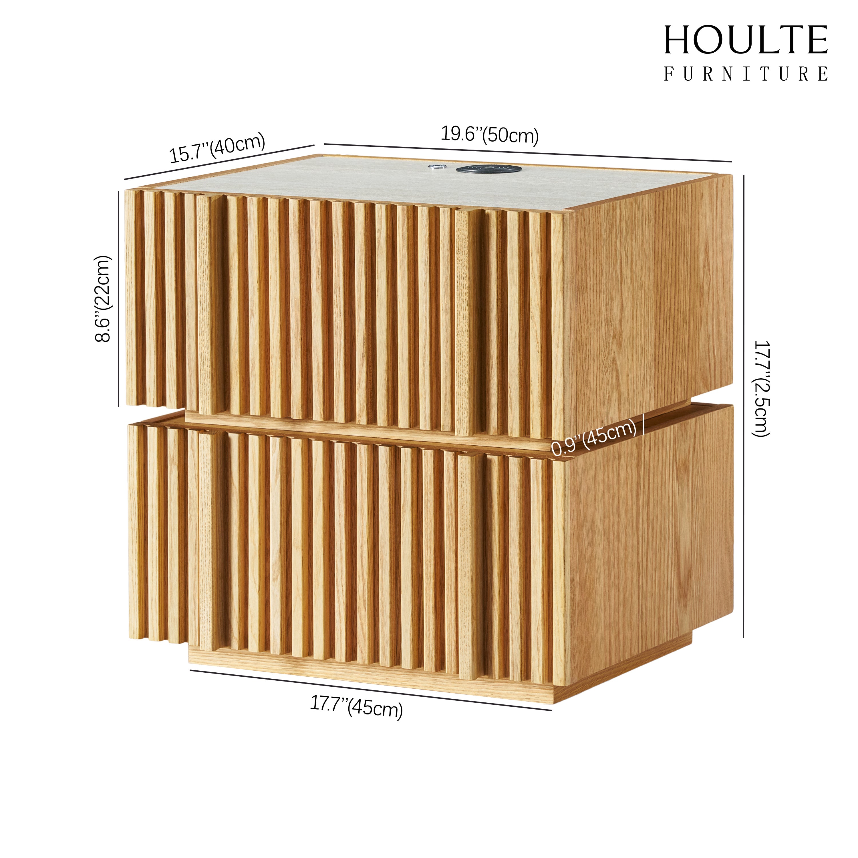 Isla Oak Nightstand 19.7" W