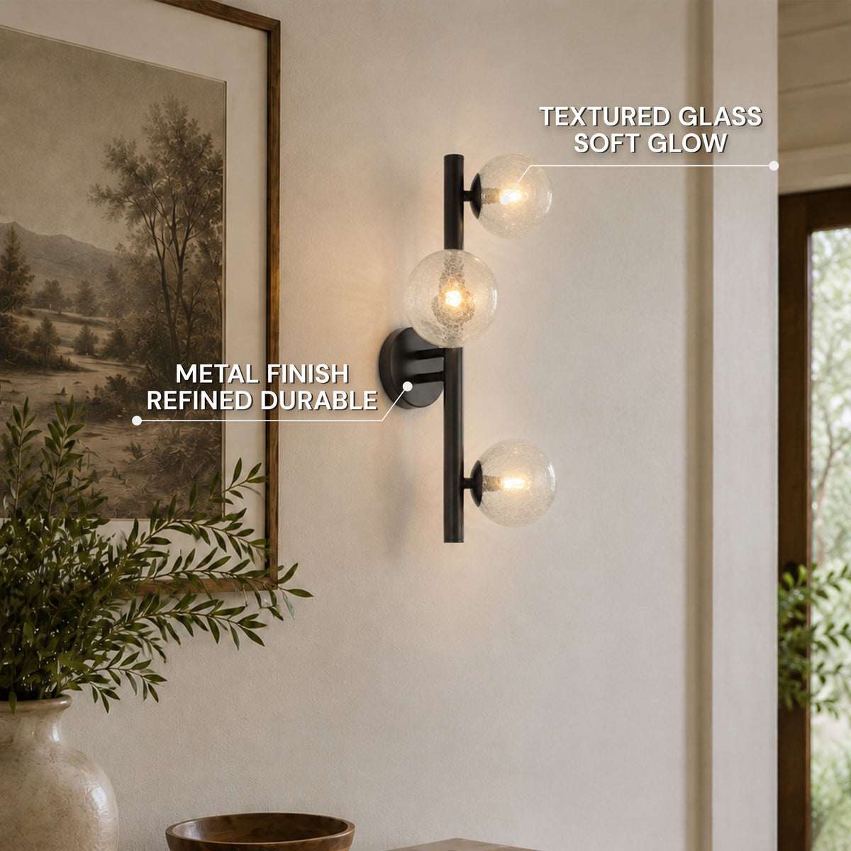 Elowen Glass Globe Wall Sconce 20"H