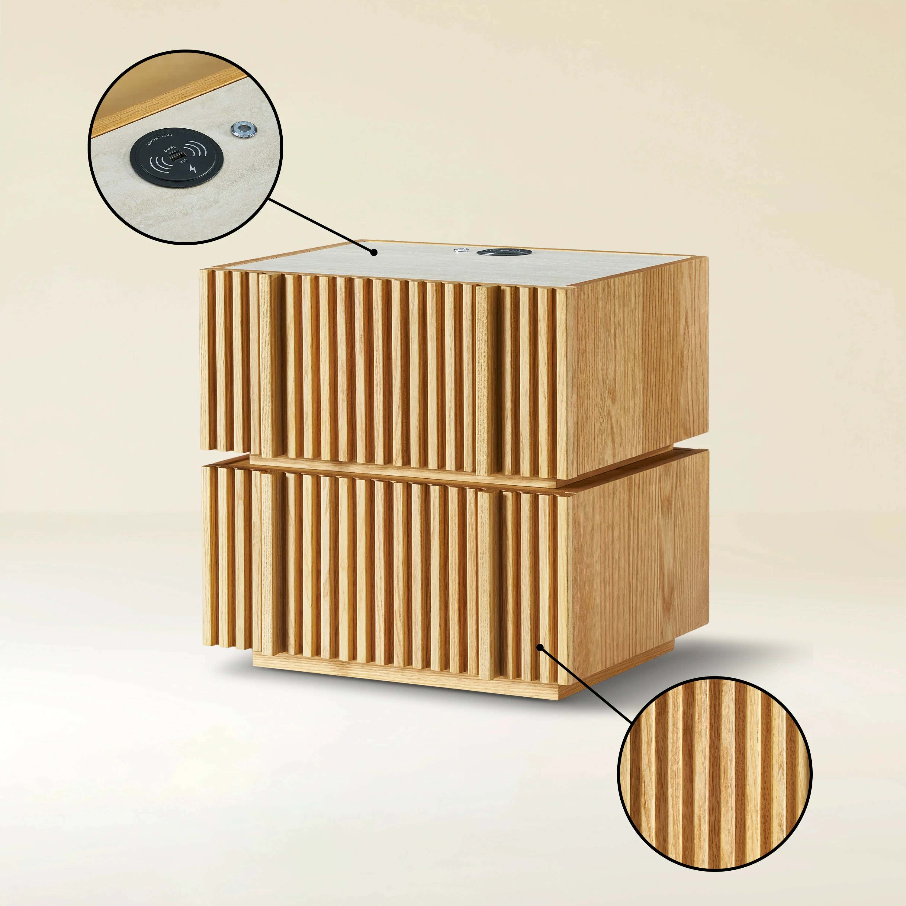 Isla Oak Sintered Stone Nightstand 20" W