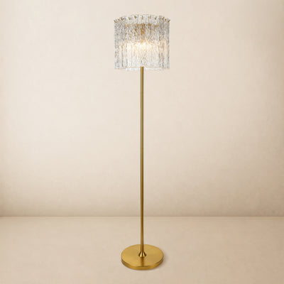 Nerisse Textured Glass Drum Floor Lamp 14"D 