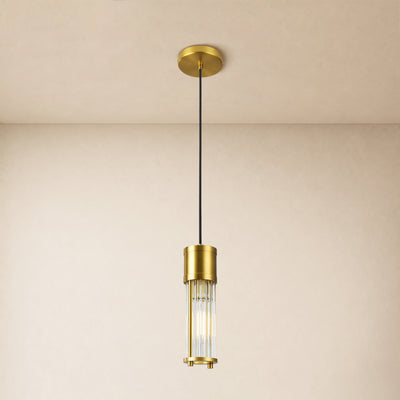 Briar Ribbed Glass Cylinder Pendant 11"H