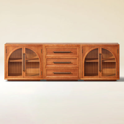 Alvar Arched 91″ Oak Modular Media Console(Set of 3)