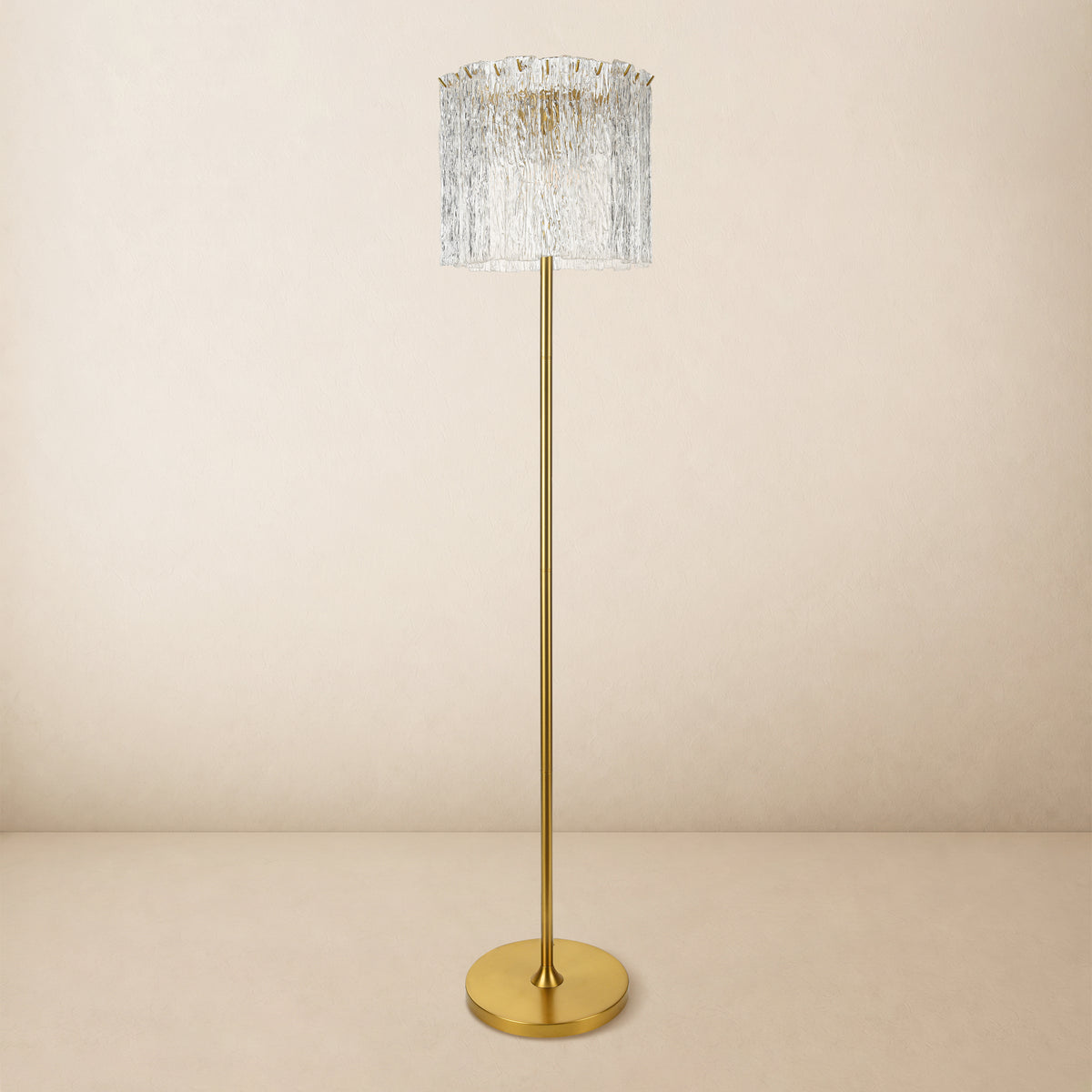 Nerisse Textured Glass Drum Floor Lamp 14"D 