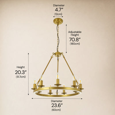 Wagon Wheel Candle Round Chandelier 26"D