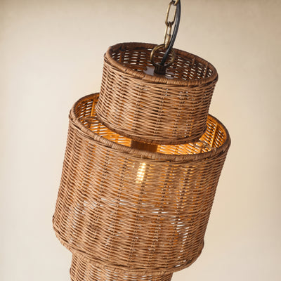 Cavana Rattan Tiered Pendant 10"D