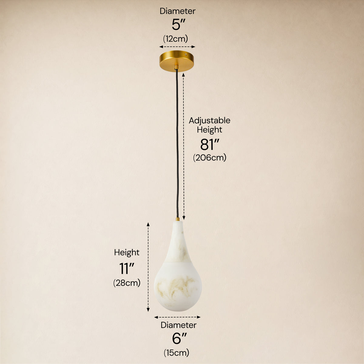 Sylvene Resin Teardrop Pendant 5.9"D 